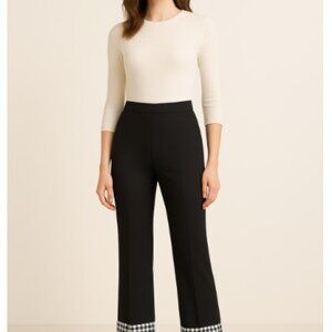 Alberto Makali Black Pants Wide Gingham Cuff Side Zip Retail $119 NWT Sz 6